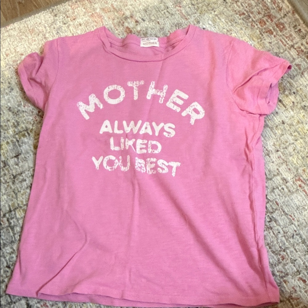 MOTHER Pink Graphic Kids Tee with White Slogan